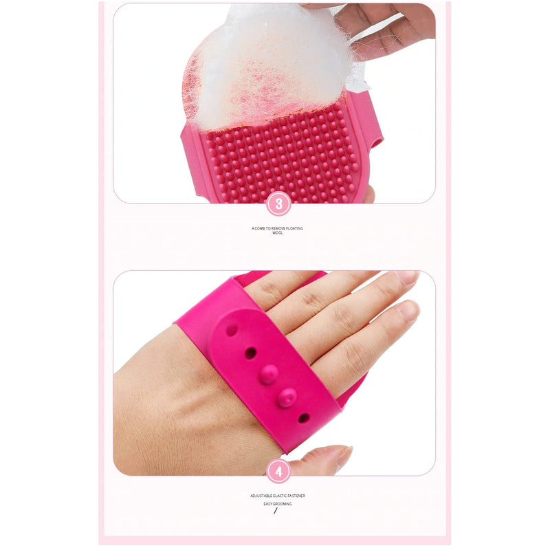 SystemsEleven PET PUPPY GROOMING CLEANING MASSAGE REMOVAL GLOVE BATH DOG CAT BRUSH COMB HAIR - PawsPlanet Australia