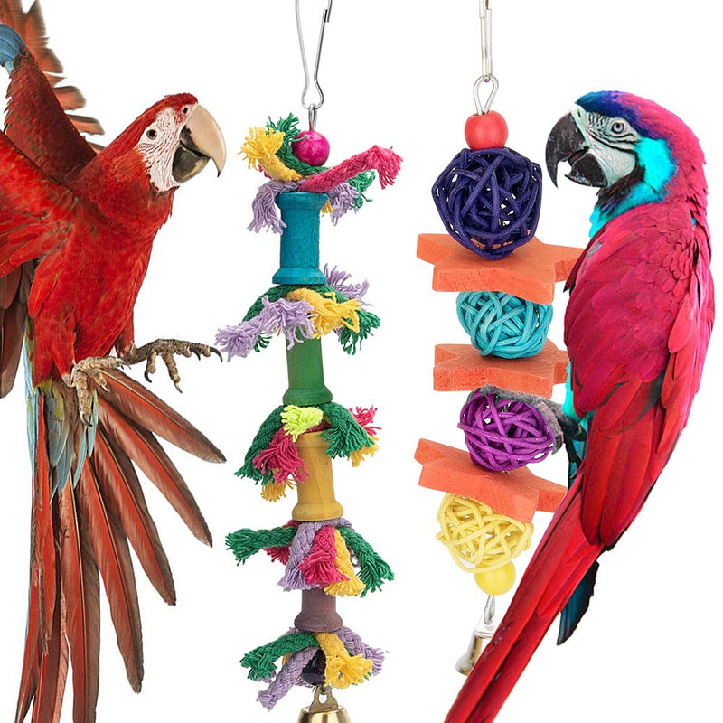 Bird Parrot Toys, Bird Swing Hanging Toy, Bird Cage Toys Hammock Bell Swing Ladder Perch Chewing Toys for Parrots, Parakeets Cockatiels, Conures, Macaws, Love Birds, Finches - PawsPlanet Australia