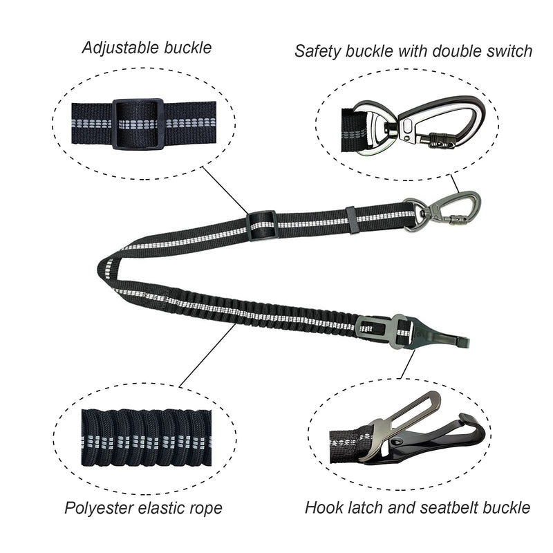 Dog Seat Belt, Universal Safety Harness for Dogs with Improved Carabiner, Adjustable Harness for Dogs with Anti-Shock Buffer (Pro) 1 Piece (Pack of 1) - PawsPlanet Australia