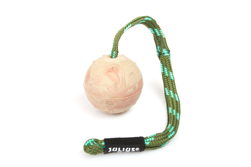 JULIUS-K9, 242BLC-70, IDC natural rubber ball with closable handle, 70 mm Beige Natural Rubber Ball with Handle - PawsPlanet Australia