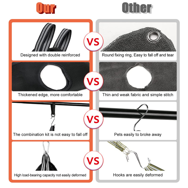 Dog Grooming Hammock Pet Nail Trimming Harness for Dogs Cats Pet Owner Grooming Breathable Helper for Small Pets Nail Trimming Washing Bathing (Black) Black - PawsPlanet Australia