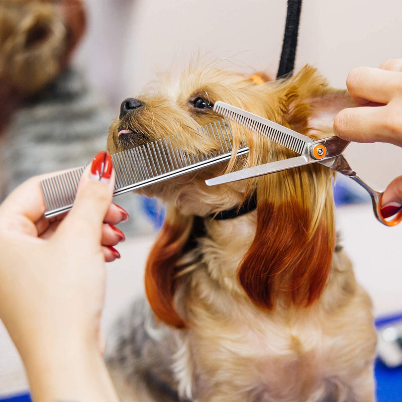 Stainless Steel Pet Comb Pet Grooming Comb Rounded Teeth Dog Comb for Large, Medium and Small Dogs and Cats with Tangled Short/Long Hair (19 x 4 cm) 19 x 4 cm - PawsPlanet Australia