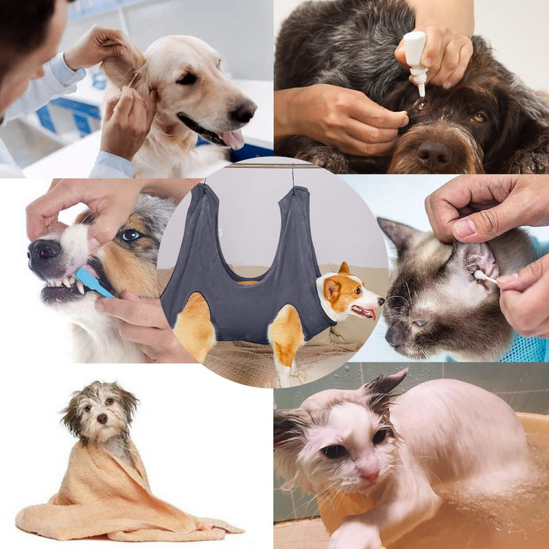 Generl Pet Grooming Hammock Helper for Dog and Cat Hammock Restraint Bag, Combing Bathing Washing Grooming and Nail Trimming,with Muti-Functional Pet Bath Towel Small - PawsPlanet Australia