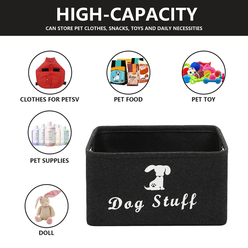 Geyecete Dog Apparel & Accessories/Dog toys/Pet supplies storage Basket/Bin with Handles, Collapsible & Convenient Storage Solution for Office, Bedroom, Closet, Toys, Laundry(Dark Grey) Dog Stuff Dark Grey - PawsPlanet Australia