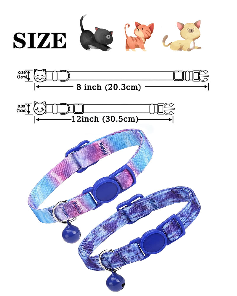 SOLMOONY Cute Cat Collar for Girl Boy,Colorful Breakaway Cat Collars with Bell 2 Pack，Adjustable Printed Nylon with Safety Buckles Kitten Collar (Starry Sky) Starry Sky - PawsPlanet Australia