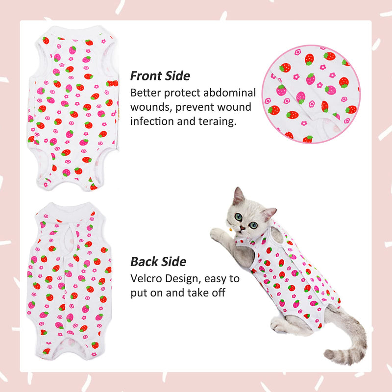 HACRAHO Recovery Suit for Cat, 1 PCS Strawberry Cat Recovery Suit Breathable E-Collar Alternative for Cats and Dogs, L - PawsPlanet Australia