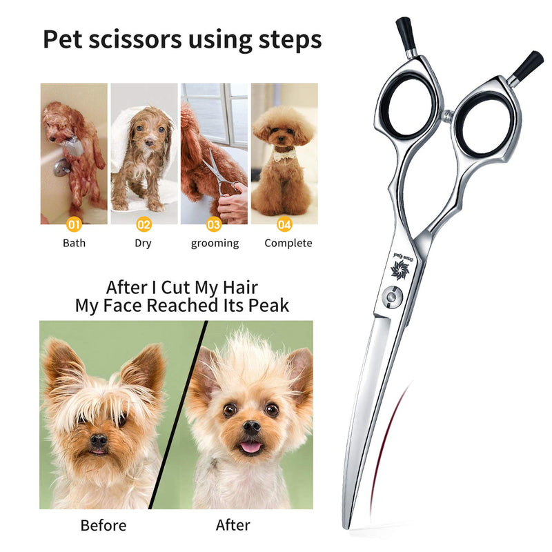 Dream Reach 6.5 inch dog scissors, fur scissors, curved dog scissors with gift box, 440C stainless steel fur scissors for dogs, cats, cutting (black). - PawsPlanet Australia