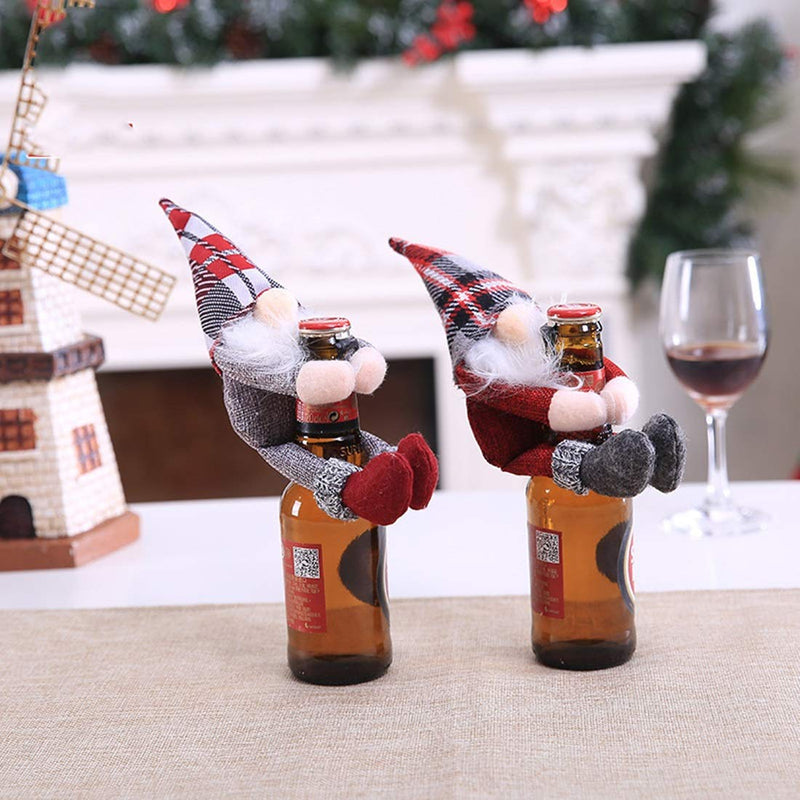 Gnome Christmas Wine Bottle Toppers, 2 Pack Handmade Tomte Swedish Gnome Wine Bottle Toppers Santa Christmas Decorations Holiday Dining Table Decor Party Gift - PawsPlanet Australia