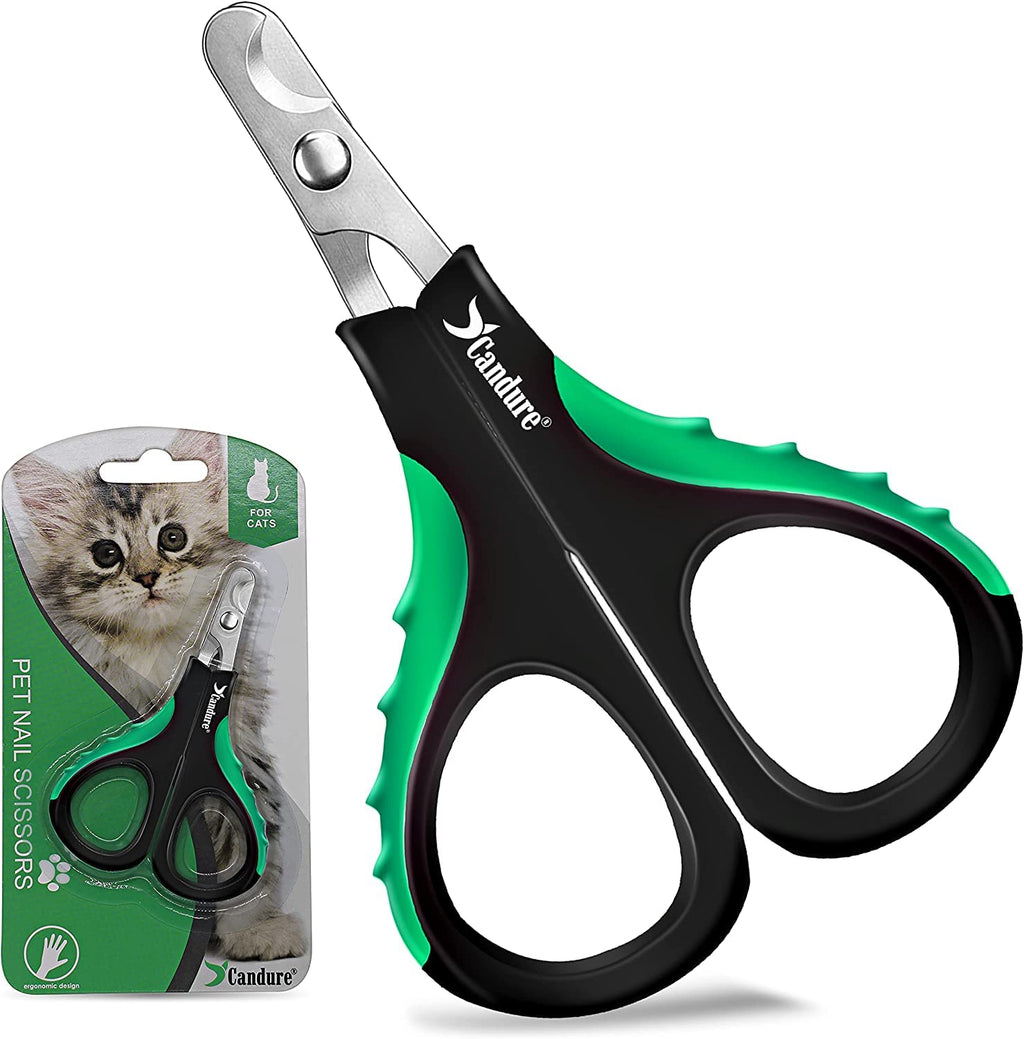 Candure Cat Nail Clippers for Pets Professional Claw Care Cat Nail Scissors for Dogs, Rabbits, Puppy, Rats - Stainless Steel Claw Trimmer with Sharpest Blades Small (XS) Dark Green - PawsPlanet Australia