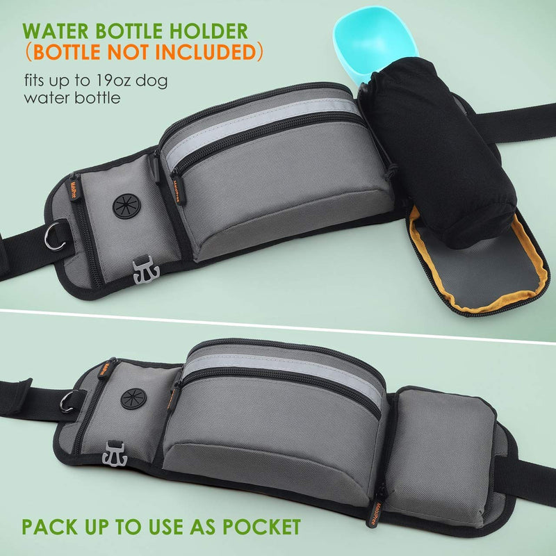 MalsiPree Dog Treat Pouch for Training-Built in Poop Bag Dispenser with Hidden Water Bottle Holder (Bottle not Included), Waist Belt Fanny Pack for Puppy Class, Travel, Running, Walking and Camping - PawsPlanet Australia