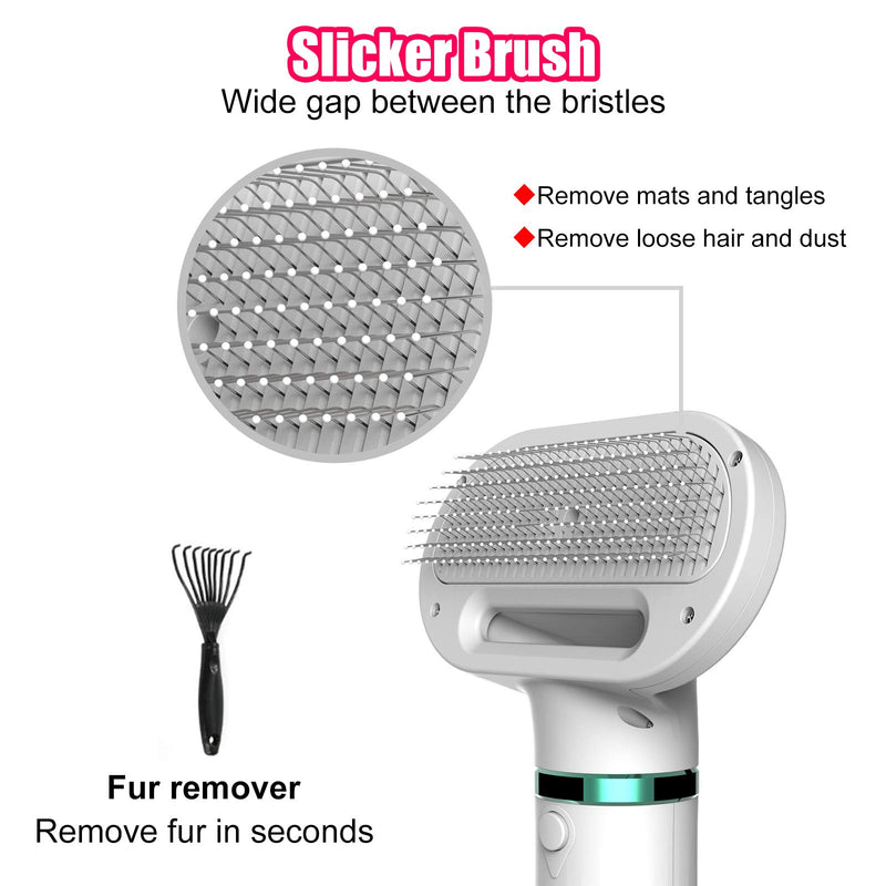 Pet Hot & Cool Air Hair Dryer with Airbag Slicker Brush, Dog Grooming Hair Remover Brush with 3 Adjustable Settings for All Seasons - PawsPlanet Australia