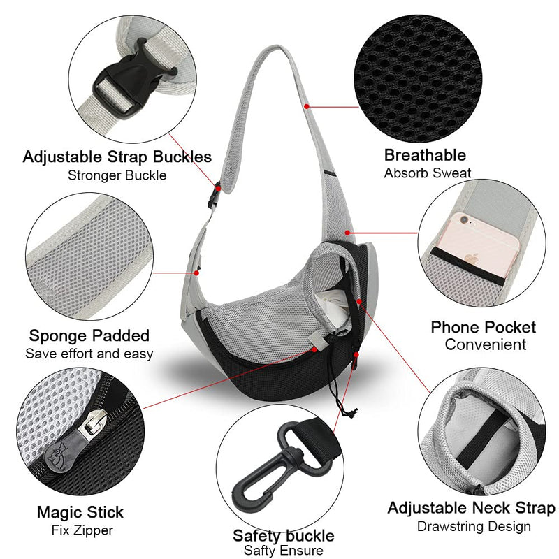 YOYAKER Pet Sling Bag, Dog Sling Carrier for Small Dogs Cats Breathable Mesh Hand- Free Outdoor Travel Bag Dog Purse with Adjustable Strap Black - PawsPlanet Australia