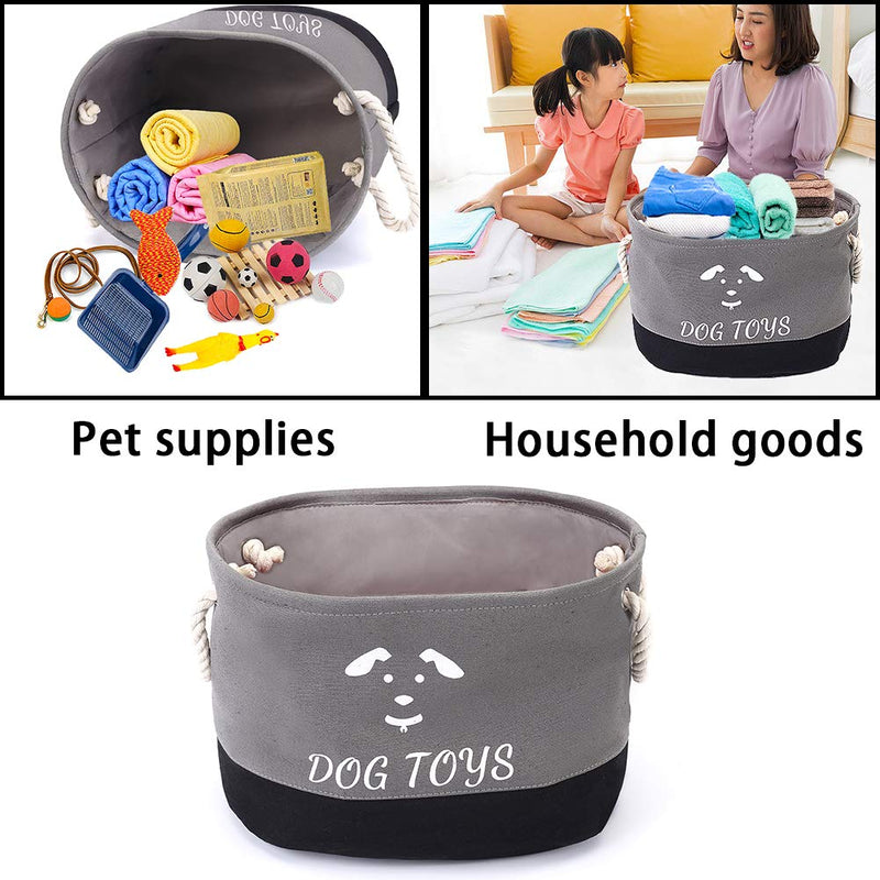 YANGDD Dog Toys Storage Bins, Pet Toy and Accessory Storage Basket, Foldable Felt Dog Toy Storage Basket Box for Organizing Pet Toys, Blankets, Leashes and Food - Grey - PawsPlanet Australia