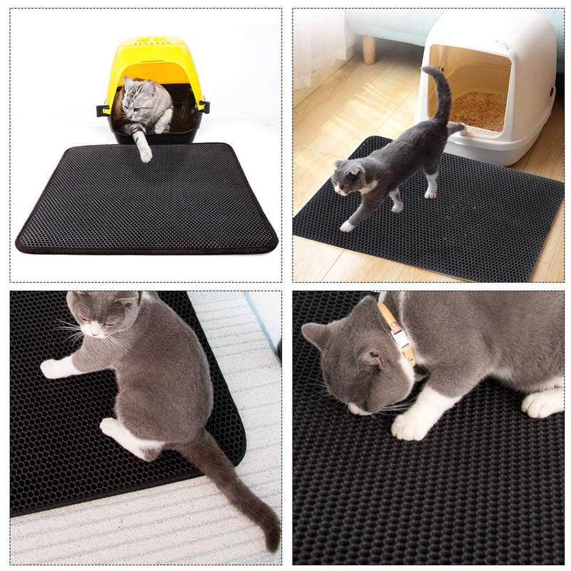 SENDILI Premium Cat Litter Mat - Waterproof Double Layer Design Washable EVA Material Cat Litter Trapper Mat, Black, 65 * 75 * 1.5cm 65*75*1.5cm - PawsPlanet Australia