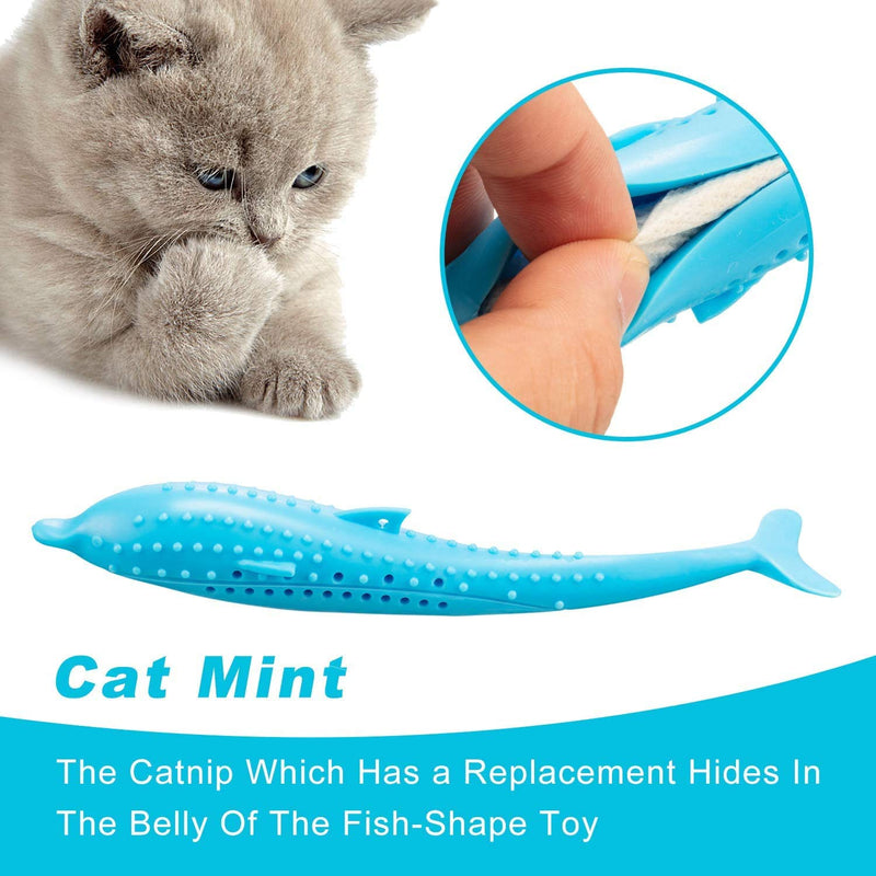 Vibury Cat Toothbrush Fish with Catnip, 3 PCS Cat Toothbrush Toy, Silicone Fish Toys Pet Molar Stick Cat Teeth Cleaning Brush, Interactive Chew Toy for Kitten Kitty Cats - PawsPlanet Australia