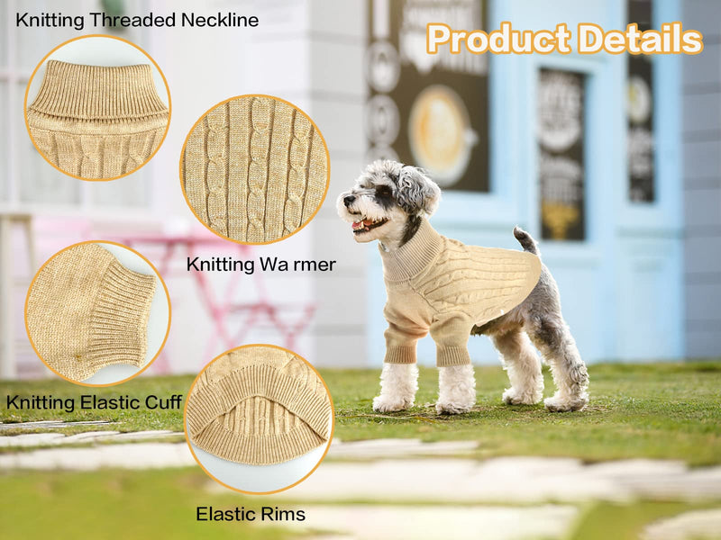 Vehomy Dog Turtleneck Sweater Dog Pullover Sweater for Small Medium Dogs Pet Knitwear Clothes Dog Knitted Sweater Outfit Puppy Dog Cat Warm Shirt Clothes M - PawsPlanet Australia