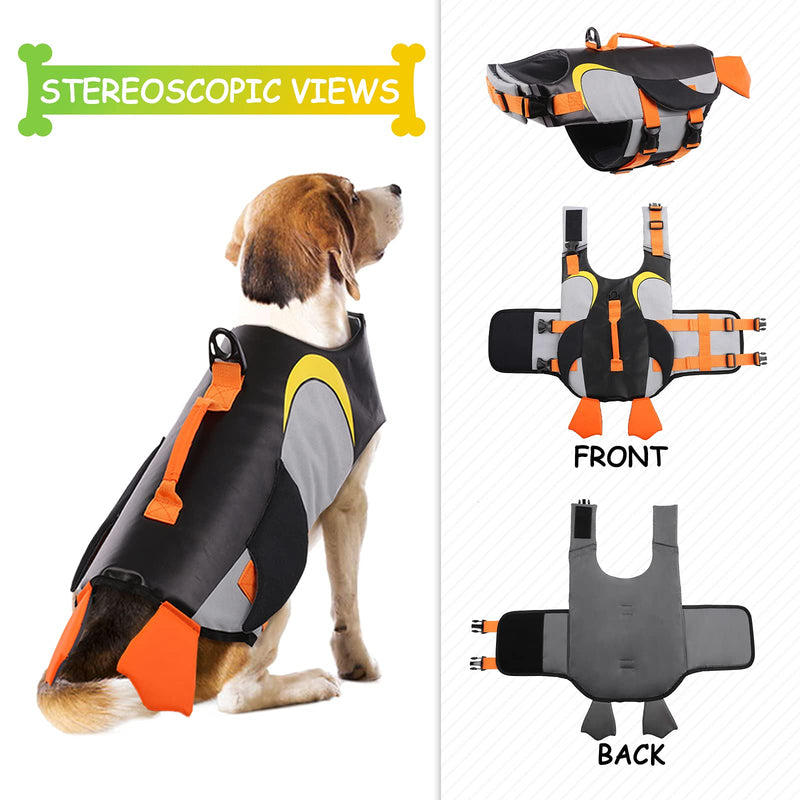 Dog Life Jacket Ripstop Dog Safety Vest Adjustable Preserver with High Buoyancy and Durable Rescue Handle for Small Medium Large Dogs PFD Buoyancy Aid for Dog Floatation Vest Swimming Rescue Device X-Small(Chest:12.9"-13.4") Black - PawsPlanet Australia