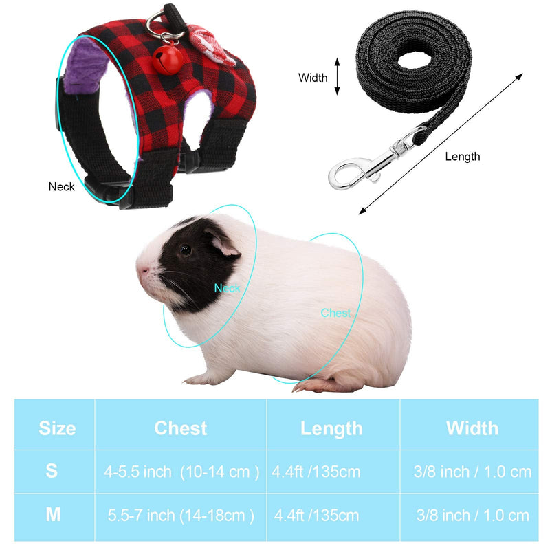 4 Pieces Small Pet Harness Vest and Leash Set with Cute Bowknot and Safe Bell Decor Chest Strap Harness for Outdoor Walking Rabbit Ferret Guinea Pig Bunny Hamster Puppy Kitten (Medium) Medium - PawsPlanet Australia