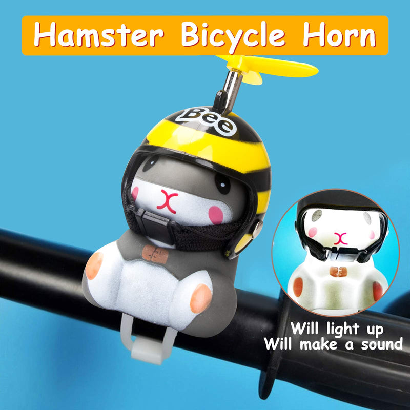 wonuu Duck Bike Bell with Light and Helmet Cute Hamster Bicycle Horn, Dashboard Decoration Hamster Toy Motorcycle Bike Bells Rubber Duck Car Dashboard Decorations (Bee-Hamster) Bee-hamster - PawsPlanet Australia