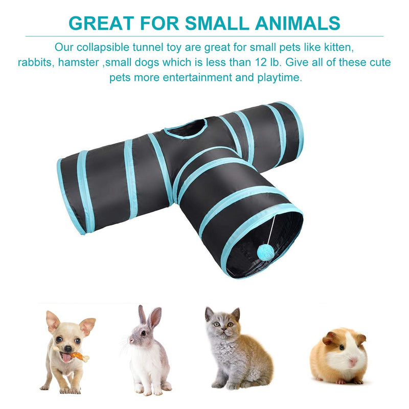 TOPAU Collapsible Cat Tunnel,3 Way Cat Tunnel for Indoor Kitty Tunnel Bored Cat Toys Peek Hole Toy Ball for Cats Interactive Collapse Pet Play Tunnel and Pop Up Cubes for Cats,Rabbits,Kittens,Puppy 3 Way - PawsPlanet Australia