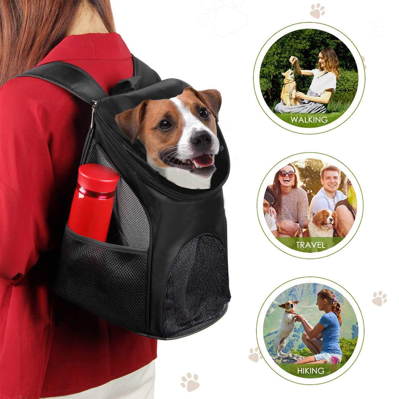 YINGJEE Dog Carrier Backpack Breathable for Small Pets/Cats/Puppies, Pet Carrier Bag with Mesh Ventilation, Safety Features and Cushion Back Support, for Traveling, Hiking, Camping, Walking & Outdoor Black - PawsPlanet Australia