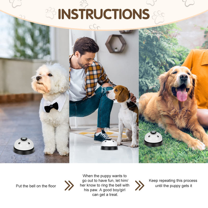 JEXCULL Pet Training Bells, 2 Pack Dogs Bell for Door Potty Training and to Ring to Go Outside Communication Device Dog AgilityTraining Equipment Interactive Toys (White) - PawsPlanet Australia