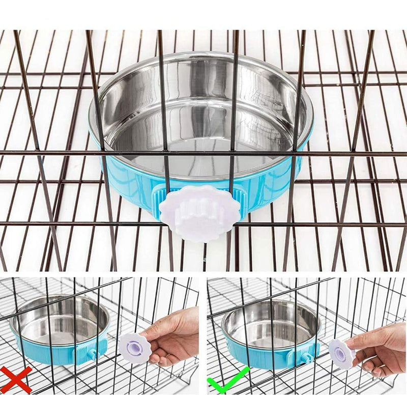 PINVNBY Crate Dog Bowl Removable Hanging Pet Cage Stainless Steel Bowl Food Water Feeder Coop Cup for Cat Puppy Birds Rats Guinea Pigs 2 PCS - PawsPlanet Australia