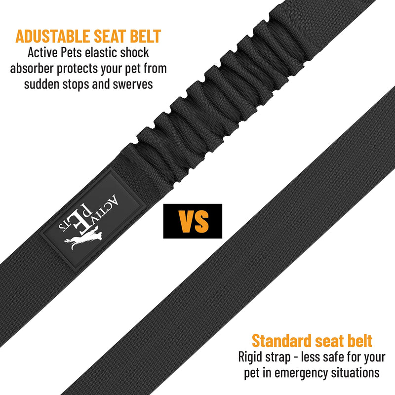 Active Pets Dog Seatbelt, Adjustable Safety Dog Seat Car Harness, Dog Seat Belt for Pets - Durable Dog Seatbelts for Cars - Dog Car Seat Belt for Dogs, Dog seat Belts for Large Dogs, Medium, & Small 1 Pack Black - PawsPlanet Australia