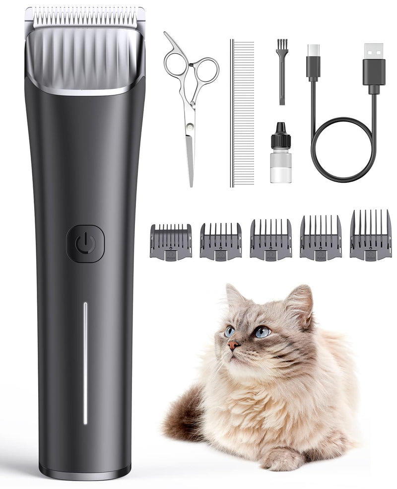 oneisall Cat Clippers,Low Noise Cat Grooming Clippers for Matted Long Hair,2 Speed Cordless Pet Clippers Kit for Cats Dogs and Pets (Black) Black - PawsPlanet Australia