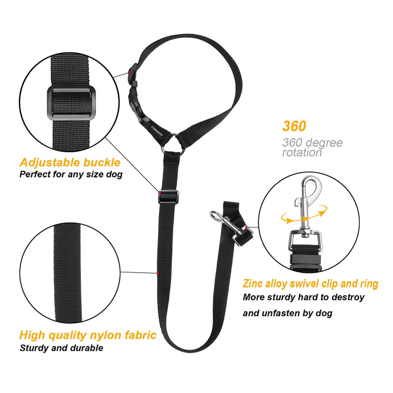 CGBOOM Universal Dog Seat Belt for Car Headrest, Multifunctional Adjustable Dog Belt Safety Harness Dog Seat Belt Suitable for Small, Medium & Large Dogs - 2 Pack (Black) - PawsPlanet Australia