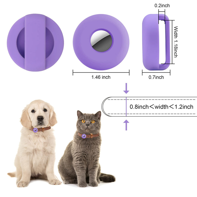 Airtag Dog Collar Holder, Pet Silicone Protective Case for Apple Air Tag, 2 Pack Anti-Lost Air Tag Case Holder Compatible with Cat Dog Collars Charms & Collar Tag Bakpack Accessories, Purple & Pink - PawsPlanet Australia