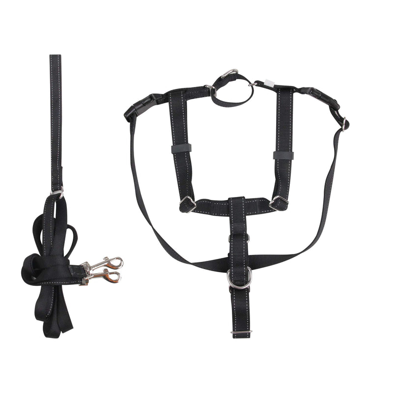 PETPRIME No Pull Dog Harness with Leash No Pull Pet Walking Harness Black (M) M - PawsPlanet Australia