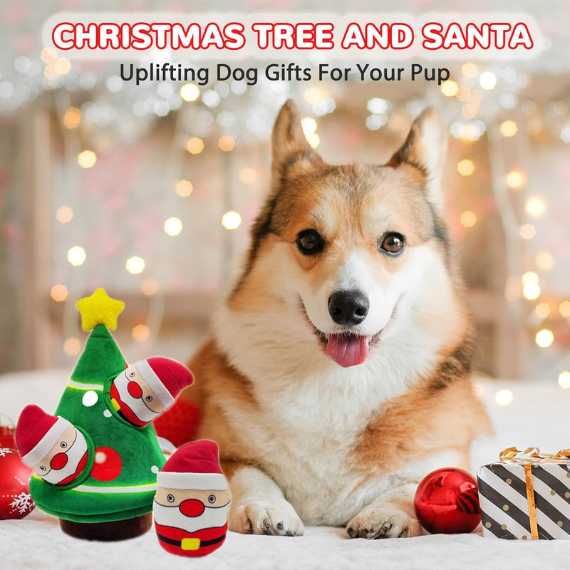 CIIVURR Dog Toy Christmas Intelligence with 3 Squeaky, Interactive Crinkle Paper Dog Toy Indestructible Sniffing Carpet for Dogs, Sniffing Toy for Medium and Small Dogs - PawsPlanet Australia