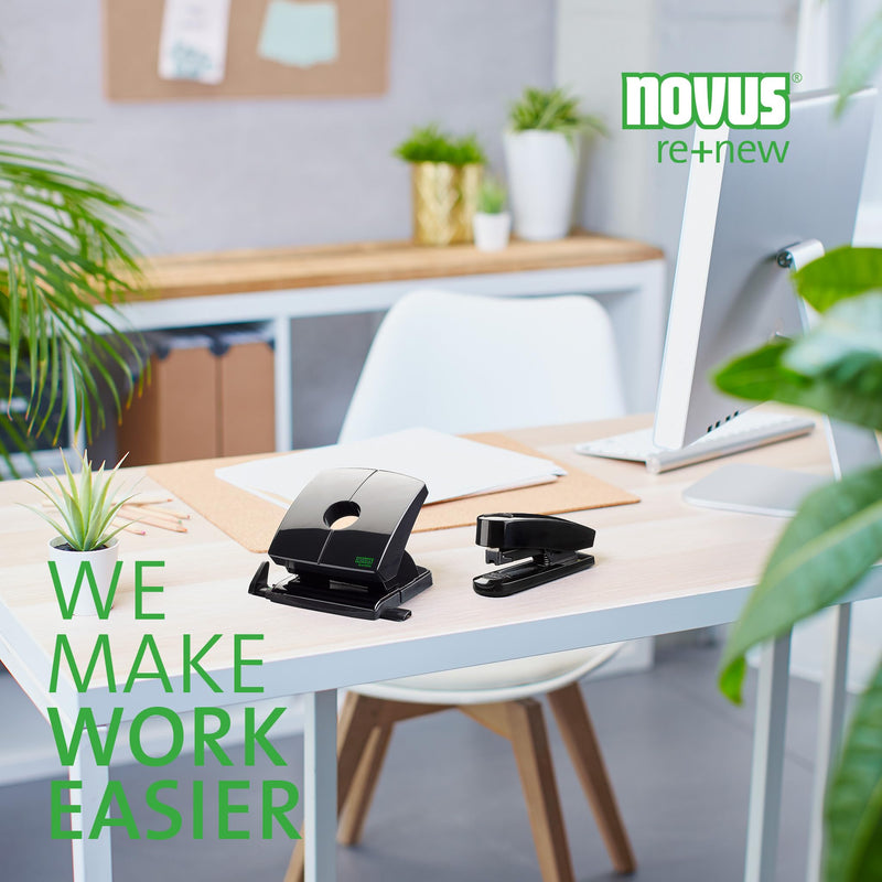 Novus B 4 FC re+new stapler (metal stapler with plastic top made from sustainable recycled material, 50 sheets, including 200 staples) black - PawsPlanet Australia