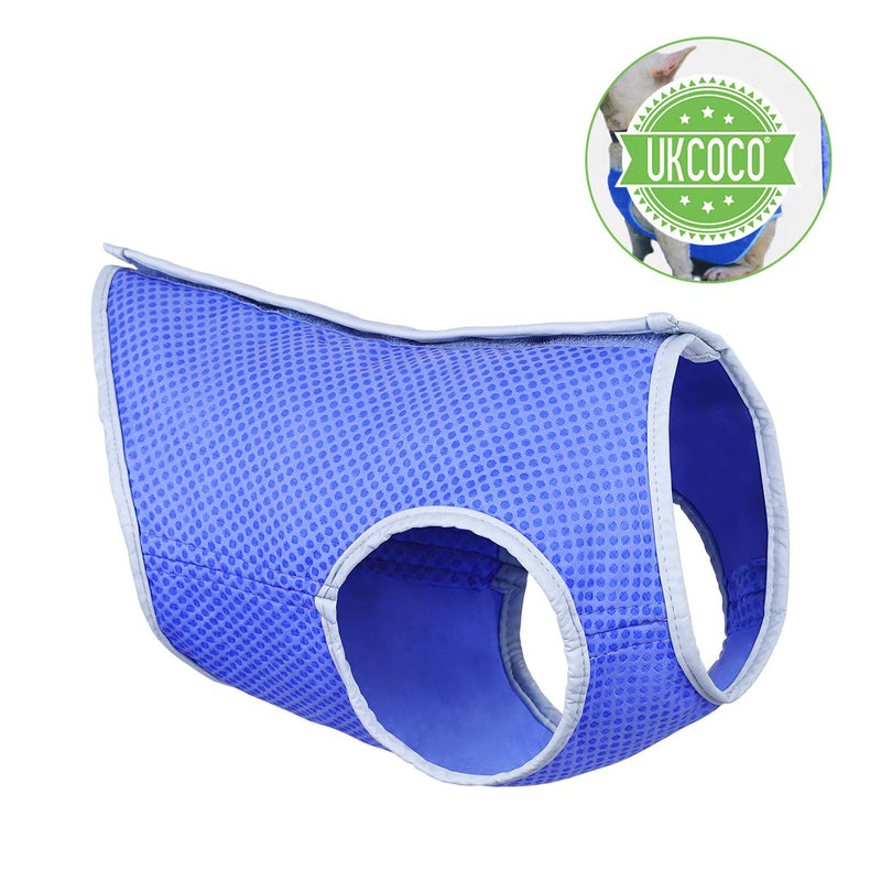 UKCOCO Pet Cooling Vest Jacket, Dog Ice-cooling Harness Coats, Pet Cooler Vest with Magic Tape for Puppies Dogs - Size M (Blue) - PawsPlanet Australia