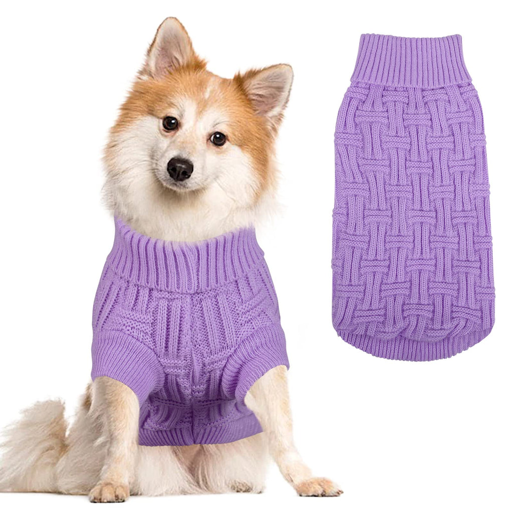 ASENKU Small Dog Pullover Sweater, Cold Weather Knitwear, Classic Turtleneck Thick Warm Clothing for Chihuahuas, Bulldogs, Dachshunds, Pugs and More(Purple, XXS) XX-Small Purple - PawsPlanet Australia