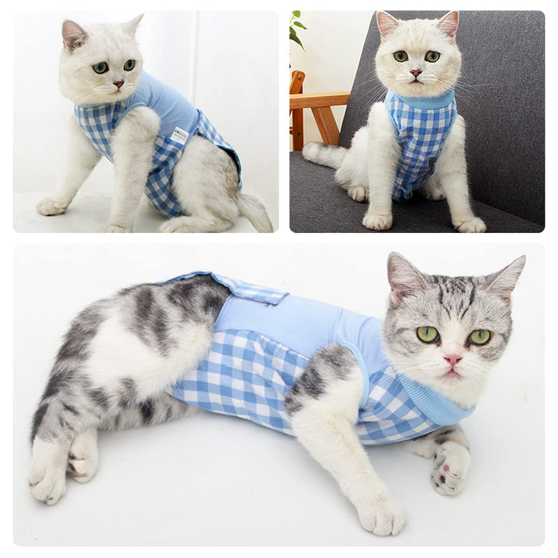 PUMYPOREITY Surgery Recovery Suit for Cats, Medical Pet Shirt Soft Pajama Suit After Surgery Wear Cat Medical Vest Anti Licking for Abdominal Wounds Skin Diseases Sterilization (Blue, S) Blue - PawsPlanet Australia