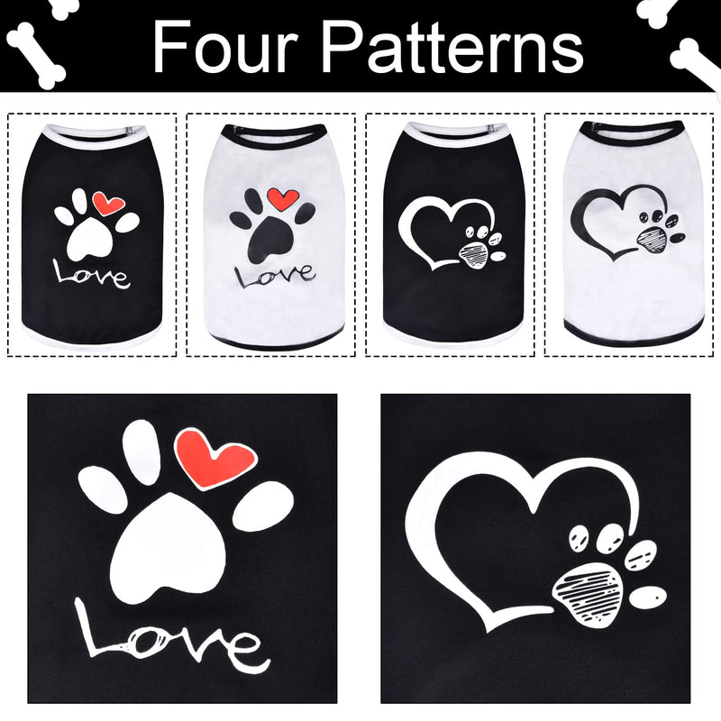 Yikeyo Puppy Clothes for Small Dogs Girl Boy Chihuahua Yorkies Dog Shirts Love Heart Pattern Pet Outfits Female Male Outfits Clothes Apparel, 4 Pack X-Small Set of 4 - PawsPlanet Australia