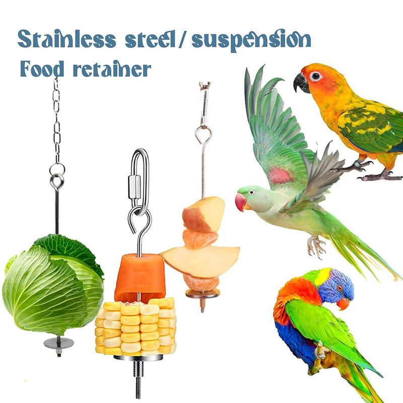 Calymmny Bird Feeding Dish Cups with Wooden Platform, Hanging Stainless Steel Parrot Cage Feeder Water Bowl with Hanging Food Holder Chewing Balls for Parakeet Cockatiels Lovebirds Budgie Pigeons - PawsPlanet Australia