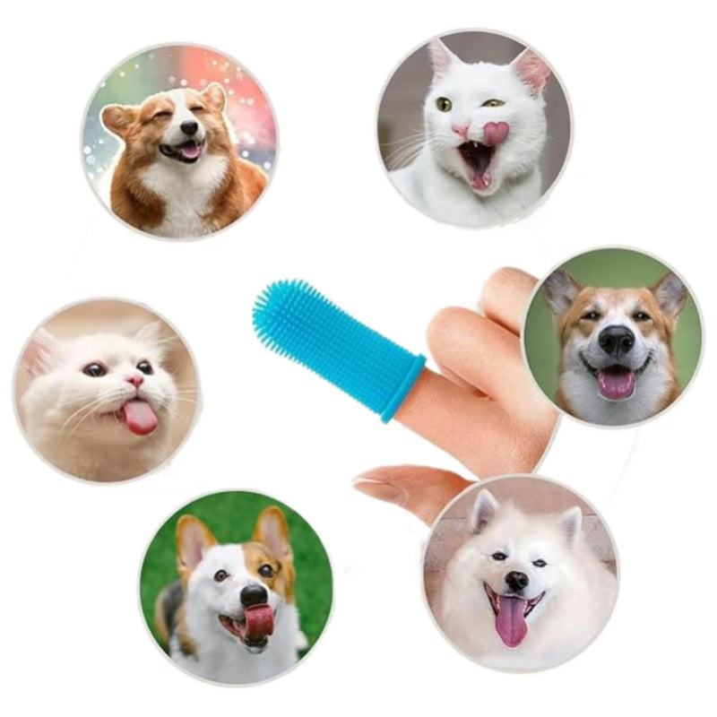 Dog toothbrush, 2 pieces 360º pets teeth cleaning toothbrush silicone finger cots dental care with storage box finger toothbrushes for dogs and cats - PawsPlanet Australia