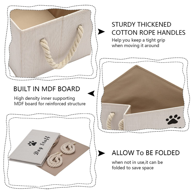 Morezi Canvas Pet Toy and Accessory Storage Bin, Basket Chest Organizer - Perfect for Organizing Pet Toys, Blankets, Leashes and Food - White - PawsPlanet Australia