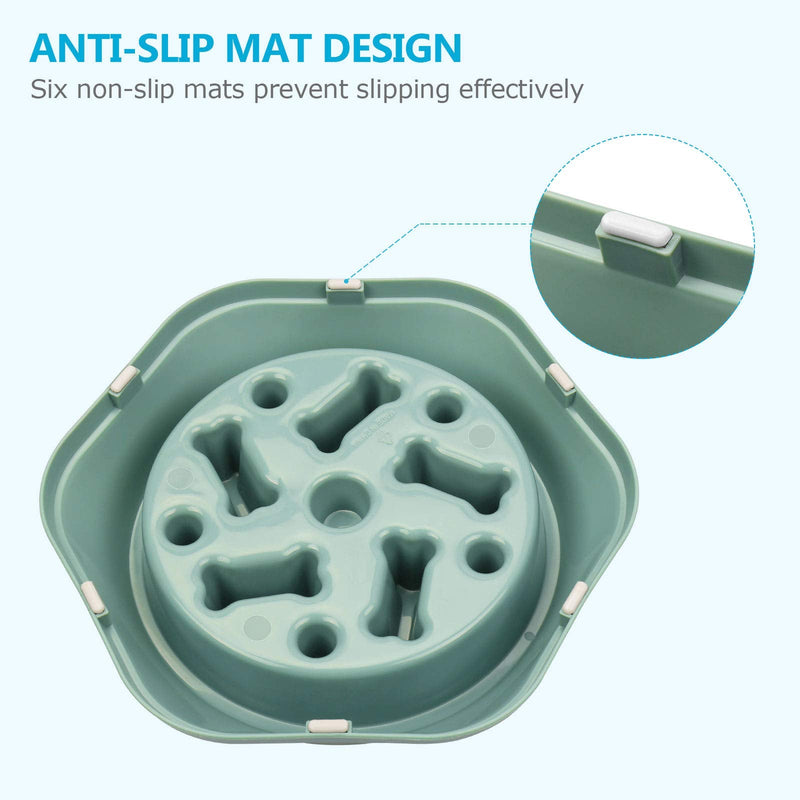 UPSKY Slow Feeder Dog Bowl Anti-Chocking Dog Feeder Bone Pattern Interactive Dog Food Bowl Non-Slide Dog Lick Bowl for Small Medium Dogs Blue+Green - PawsPlanet Australia