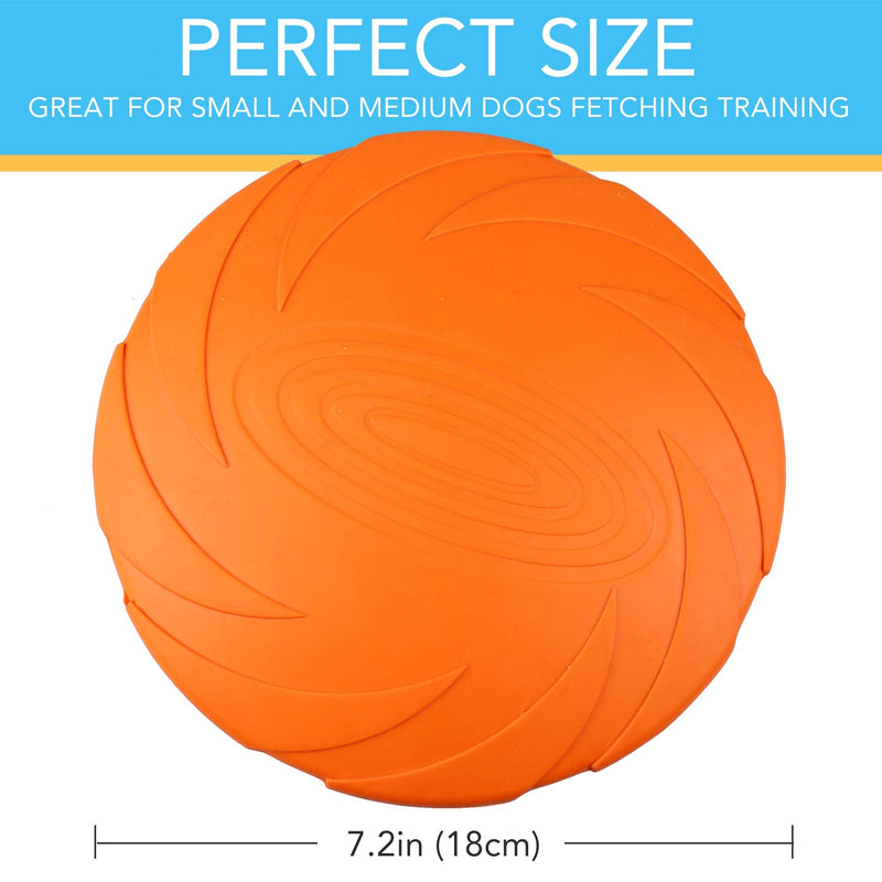 PrimePets 2 Pack 7 Inch Dog Frisbees, Dog Flying Disc, Durable Dog Toys, Nature Rubber Floating Flying Saucer for Water Pool Beach( Orange, Green) - PawsPlanet Australia