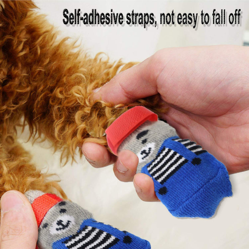 4 Pairs Anti-Slip Dog Socks&Cat Socks with Rubber Reinforcement and 8 small straps, Pet Paw Protector for Hardwood Floors, Indoor Wear style 2(L) S - PawsPlanet Australia