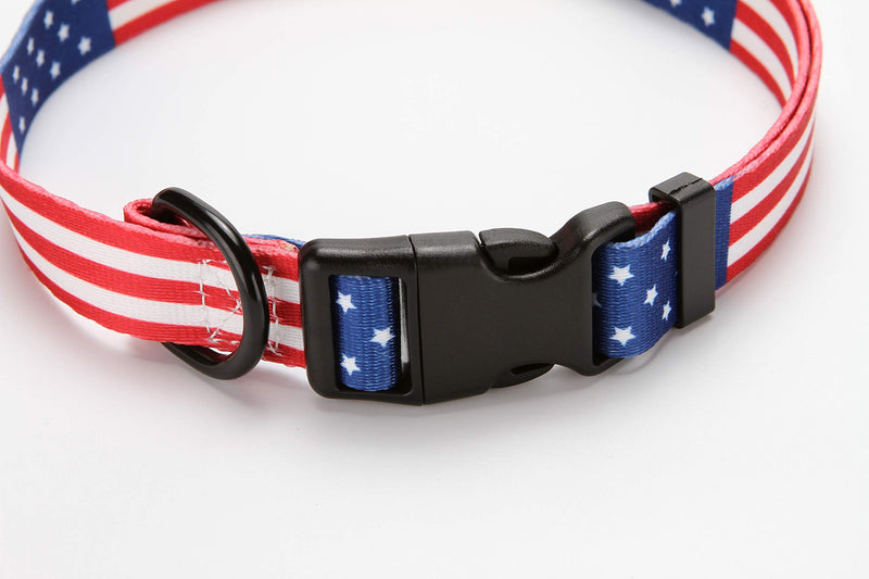 [Australia] - MGpets American Flag Dog Collar and Rope with nameplate in 3 Different Sizes M 14"-21" Neck 