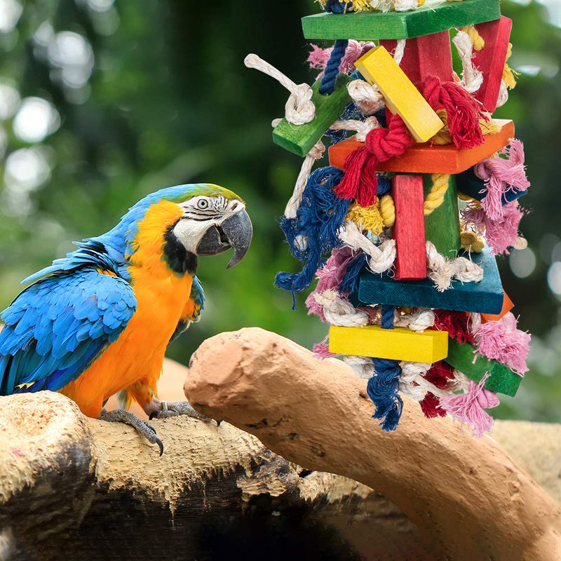 [Australia] - Dono Parrot Knots Blocks Chew Wooden Block Bite Toys Birds African Grey Pure Colorful Knots with Multiple for Small and Medium Parrots and Birds Large 