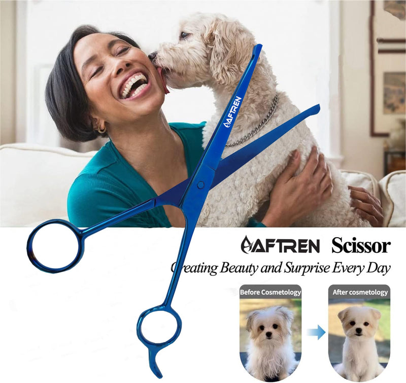 Pet Dog Grooming Trimmer Scissors, Curved Hair Paw Scissors, Round Tip Safety Scissors, Stainless Steel for Dogs and Cats (8 Inch) - PawsPlanet Australia