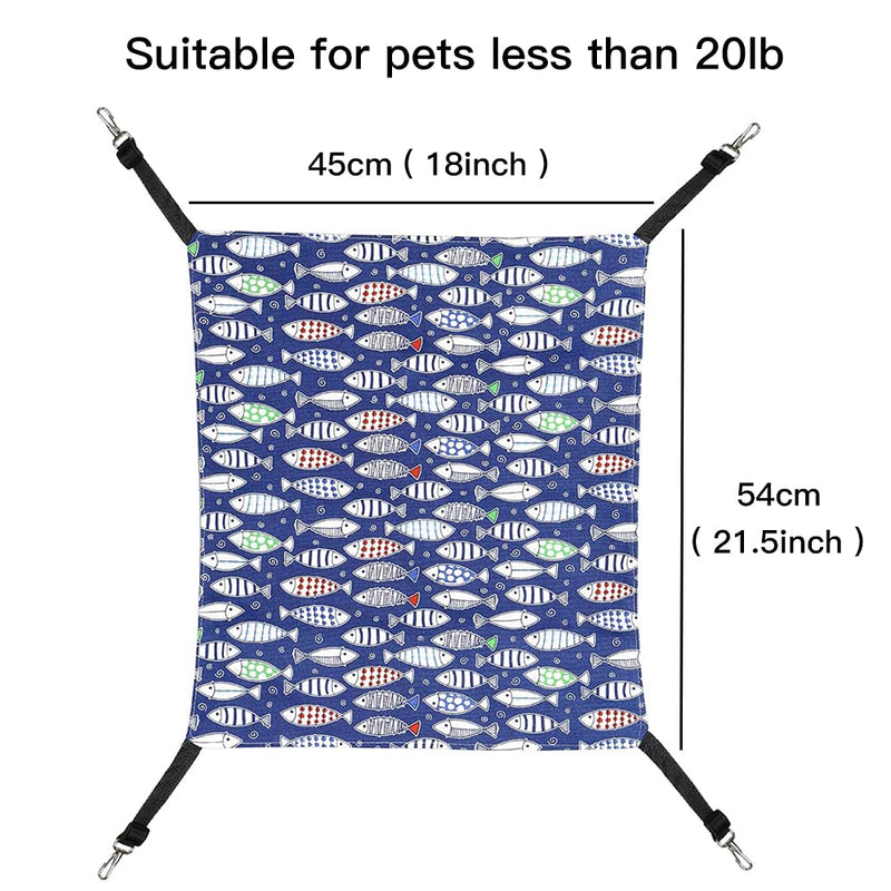 FOUFLY Blue Pet Bed Cat Hanging Hammock Bed Breathable Canvas Cat Hammock Comfortable Cat Cage Hanging Nest for Small and Medium Pets - PawsPlanet Australia