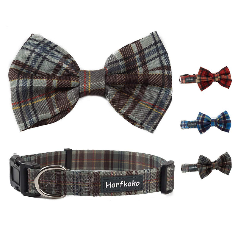 Pet Heroic Pet Dog Cat Collar with Grid Bow tie, Adjustable Plaid Pet Dogs Cats Comfortable Durable Bowtie Collars for Small Medium Large Dogs Cats in 3 Styles Coffee-plaid S - PawsPlanet Australia