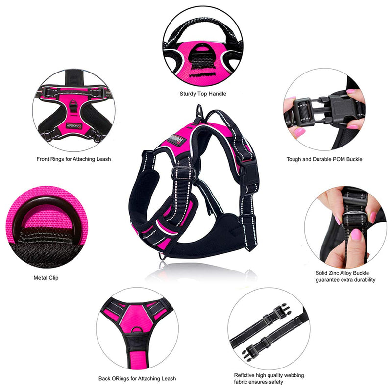 [Australia] - BARKBAY No Pull Dog Harness Front Clip Heavy Duty Reflective Easy Control Handle for Large Dog Walking Large(Chest:27-32") Pink 